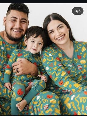 Little Sleepies Teal Pasta Party Mom Long Sleeve Top